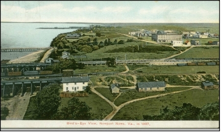Birds eye view of Newport News in 1887.
Source: Newport News Public Library History Growth.svg