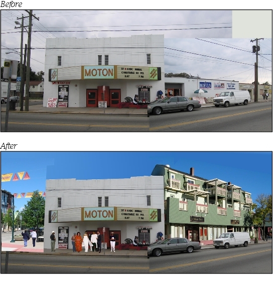 Redevelopment and revitalization along
Jefferson Avenue is important for the district.
Source: Southeast Urban Waterfront Design Study
Aesthetics 1.svg