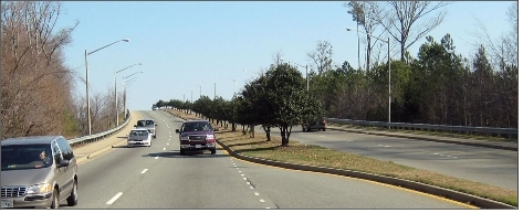 Roadway improvements in District III
include a new urban type of multi-modal interchange
where Bland Boulevard crosses over Interstate 64. Landscape Boulevards 1.svg